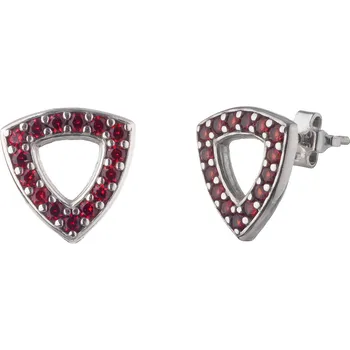 Náušnice Stříbrné náušnice s českým granátem, rhodiované - trojúhelník Zapínání: balónek