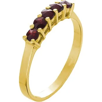 Prsten Stříbrný prsten s českým granátem, zlacený - linka Velikost: 61