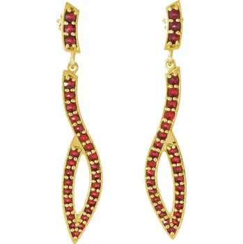 Náušnice Stříbrné náušnice s českým granátem, zlacené - vlnka Zapínání: balónek