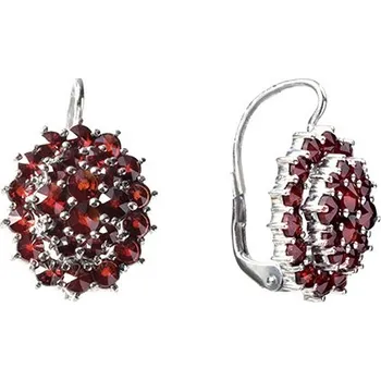 Náušnice Stříbrné náušnice s českým granátem, rhodiované - ovál Zapínání: puzeta