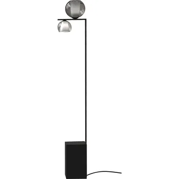 Stojací lampa Sikrea Stojací lampa EMY, 1xE27, 1xE14, v.165cm Barva skla: Kouřová, Barva montury: Černá