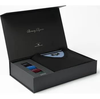 Pánská móda Set pánského svetru MARCELIO Nero a ponožek v dárkovém boxu