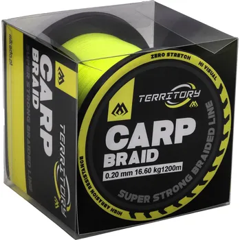 Rybářská šňůra Mikado pletená šňůra TERRITORY CARP BRAID 1200m - FLUO YELLOW Průměr: 0,18mm / 14,4kg