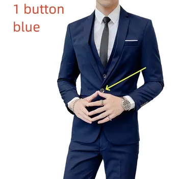 Best Fashion Pánský formální oblek pro svatby a oslavy Velikost: M, Barva (Varianta): 1 buttons blue