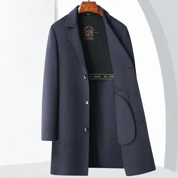 Pánský zimní kabát Best Fashion Pánský oboustranný kabát střední délky Barva: Šedá, Velikost: M