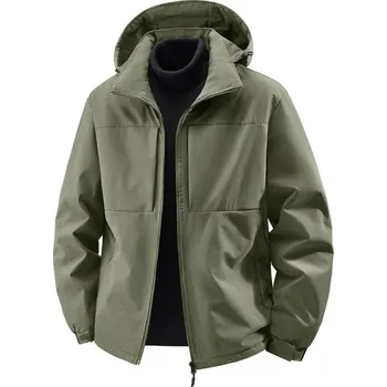 Pánský kabát Best Fashion Pánská softshellová bunda s kapucí do chladna Barva: Tmavě Zelená, Velikost: M