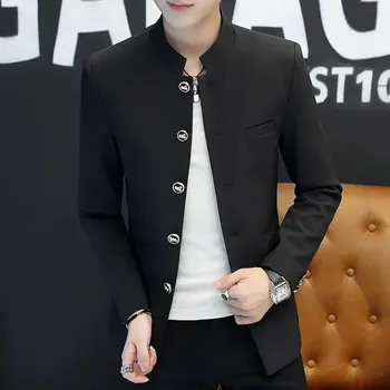 Best Fashion Pánské sako se stojáčkem pro moderní vzhled Barva: Černá, Velikost: M