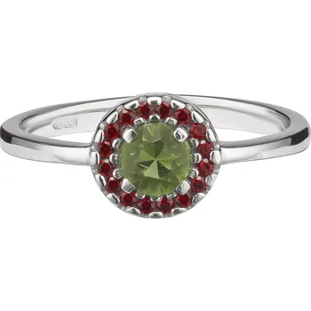 Prsten Stříbrný prsten s českým granátem a vltavínem, rhodiovaný - kruh Velikost: 55