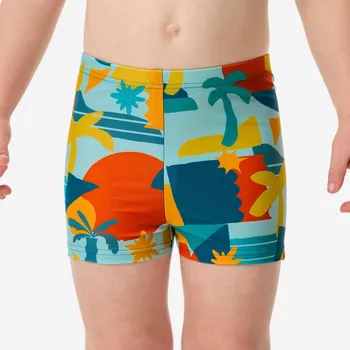 Dětská móda DECATHLON Boxerkové plavky pro nejmenší Titou Popy 3 ROKY MODRÁ|ŽLUTÁ