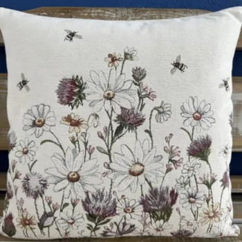 Povlečení Tegatex Gobelínový povlak na polštář chenille - kopretiny a včelky