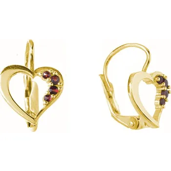 Náušnice Stříbrné náušnice s českým granátem, zlacené - srdce Zapínání: balónek