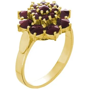 Prsten Stříbrný prsten s českým granátem, zlacený - květina Velikost: 62