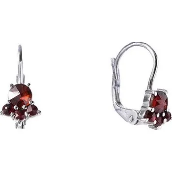 Náušnice Stříbrné náušnice s českým granátem, rhodiované Zapínání: klapka