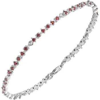 Náramek Stříbrný náramek s českým granátem, rhodiovaný - linka