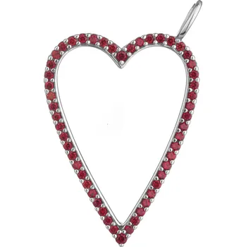 Přívěsek Stříbrný přívěsek s českým granátem, rhodiovaný - srdce