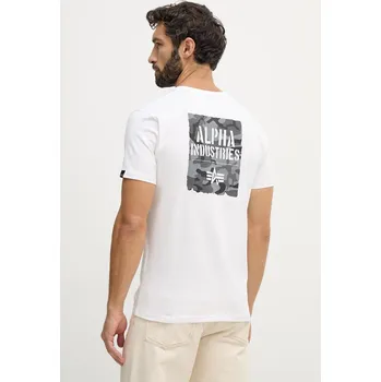 Pánské tričko Bavlněné tričko Alpha Industries Camo Print 266523 bílá 00X, vel. M