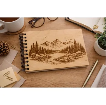 desky na sešit Dary dřeva Personalizovaný dřevěný deník – originální zápisník na hory Velikost: A6
