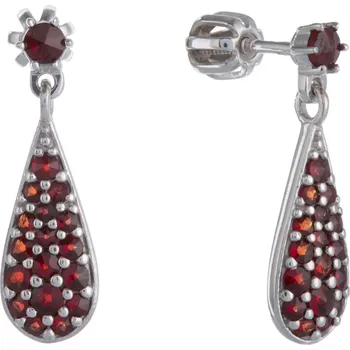 Náušnice Stříbrné náušnice s českým granátem, rhodiované - kapka Zapínání: puzeta
