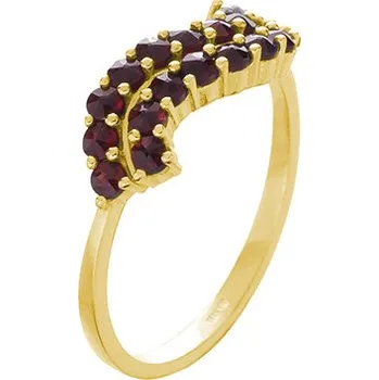 Prsten Stříbrný prsten s českým granátem, zlacený - vlnka Velikost: 58
