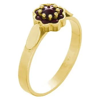 Prsten Stříbrný prsten s českým granátem, zlacený - květina Velikost: 62