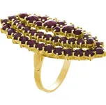 Stříbrný prsten s českým granátem, zlacený - ovál Velikost: 61