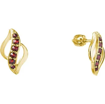 Náušnice Stříbrné náušnice s českým granátem, zlacené - vlnka Zapínání: puzeta