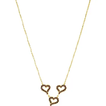 Náhrdelník Stříbrný náhrdelník s českým granátem, zlacený - srdce