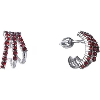 Náušnice Stříbrné náušnice s českým granátem, rhodiované Zapínání: balónek