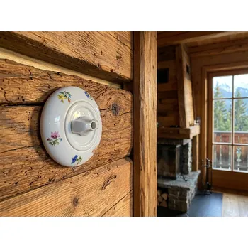 vypínač Porcelánový otočný vypínač s rámečkem dekorovaný Rozměr: č.7