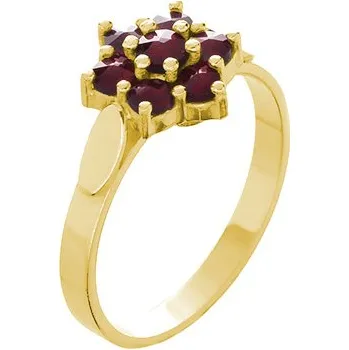 Prsten Stříbrný prsten s českým granátem, zlacený - květina Velikost: 62