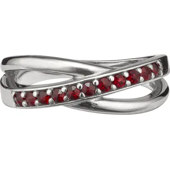 Prsten Stříbrný prsten s českým granátem, rhodiovaný - linka Velikost: 53