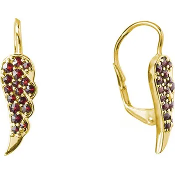 Náušnice Stříbrné náušnice s českým granátem, zlacené - křídlo Zapínání: puzeta