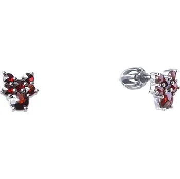 Náušnice Stříbrné náušnice s českým granátem, rhodiované Zapínání: balónek