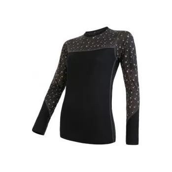Dámské tričko SENSOR MERINO IMPRESS dámské triko dl.rukáv černá/pattern XL; Černá triko + DÁREK DLE VÝBĚRU!