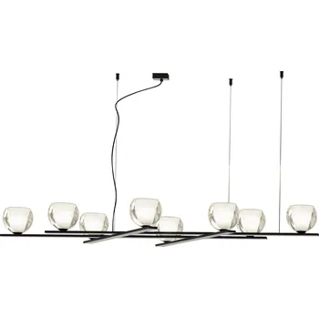 Sikrea Závěsné svítidlo EMY, 8xE14, d.100cm Barva skla: Transparentní, Barva montury: Černá