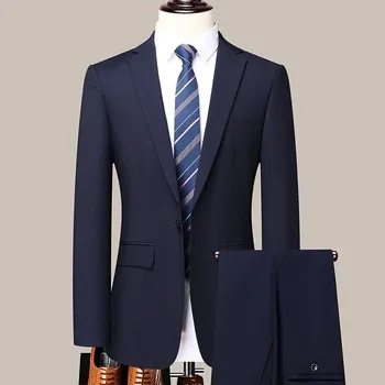 Best Fashion Pánský dvoudílný oblek pro formální příležitosti Barva: Tmavě Modrá, Velikost: 4XL