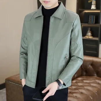 Moto oblečení Best Fashion Pánská stylová bunda z koženkového materiálu Barva: Zelená, Velikost: M