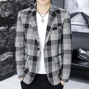 Best Fashion Pánské kostkované sako v moderním elegantním stylu Velikost: XL, Barva (Varianta): da ge zi