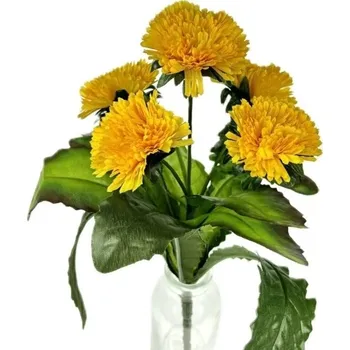 umělá květina Pampeliška řezaná umělá s 5 květy žlutá 24cm