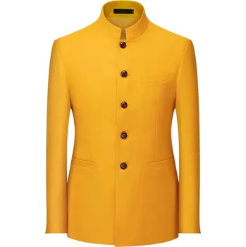 Best Fashion Pánské elegantní sako v business stylu Barva: Žlutá, Velikost: 3XL