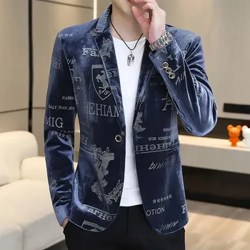 Best Fashion Pánské sametové sako pro elegantní společenské příležitosti Barva: Šedá, Velikost: S