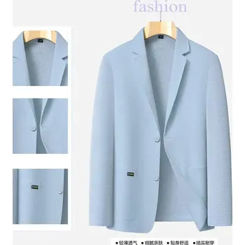 Best Fashion Pánské lehké sako pro letní společenské nošení Barva: Modrá, Velikost: 4XL