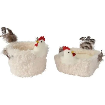 Velikonoční dekorace Plstěný košík se slepicí mix 13cm