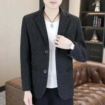 Best Fashion Pánské vlněné sako v britském elegantním stylu Barva: Tmavě Šedá, Velikost: 4XL
