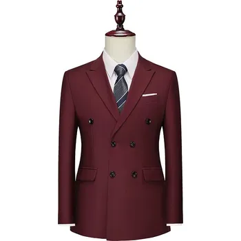 Best Fashion Pánské elegantní sako pro business i volný čas Barva: Vínová, Velikost: 3XL