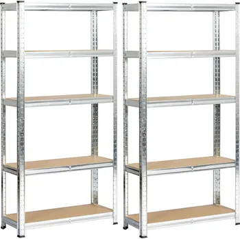 regál Sada 2 ks kovových regálů REGMET 70x30x154 cm stříbrná