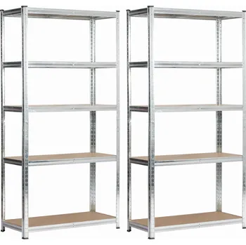 regál Sada 2 ks kovových regálů REGMET 90x40x180 cm stříbrná