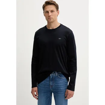 Pánské tričko Bavlněné tričko s dlouhým rukávem Paul&Shark Knitwear 15311611 námořnická modř 59X, vel. L