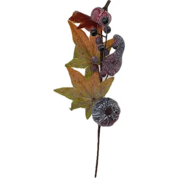 umělá květina Větev dýně s jeřabinou podzimní pudrová 41 cm