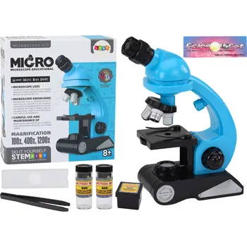 Vzdělávací mikroskop s příslušenstvím pro děti, modrý